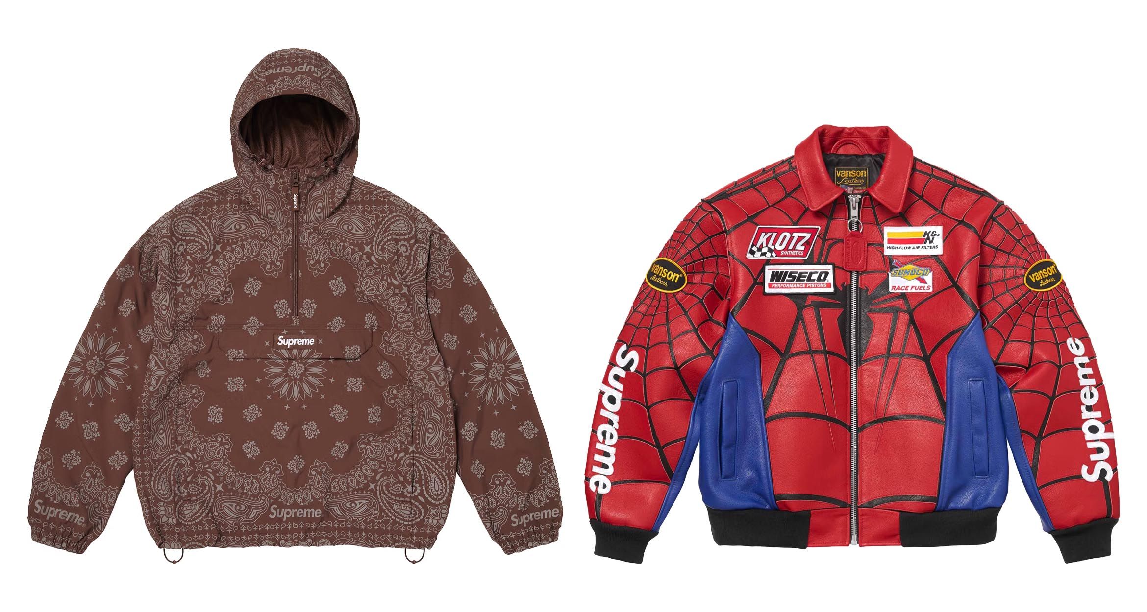 コンドウsupreme Supreme x Vanson Leathers Spider Web Zip Up Hoodie Red Medium Rare