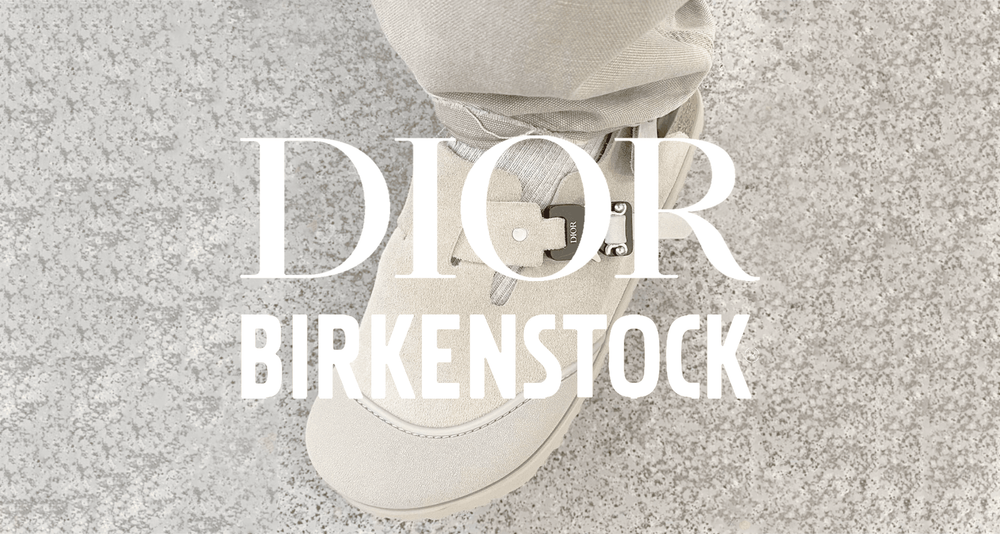 Dior Birkenstock sandal Fall Winter 2022 floral suede grey beige taupe cream menswear collection Kim Jones collab release date details header Dior Birkenstock sandal Fall Winter 2022 floral suede grey beige taupe cream menswear collection Kim Jones collab release date details header