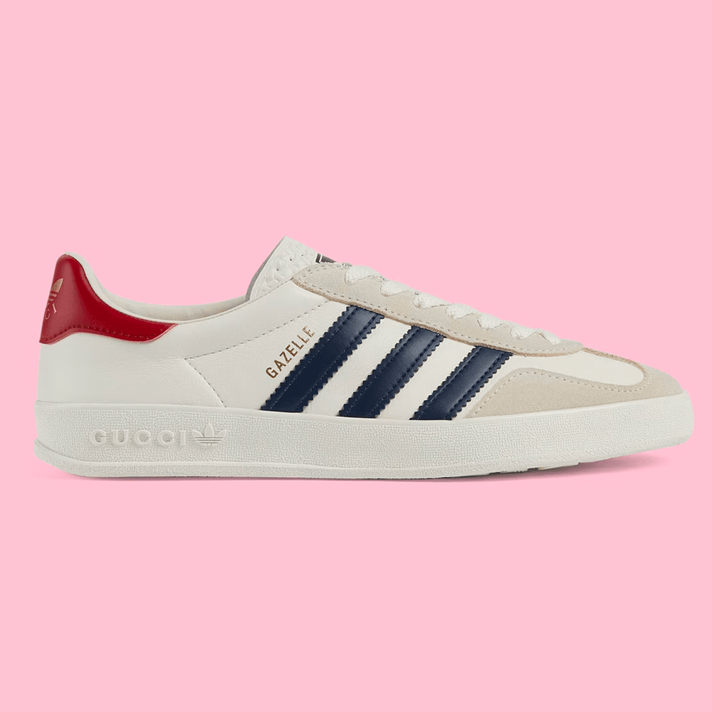 Gucci x Adidas Gazelle White sneaker news info prices where to buy collab