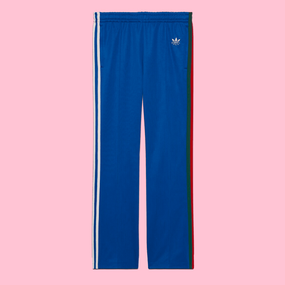 Gucci x Adidas Track Pants Blue streetwear style collab news info price where to buy