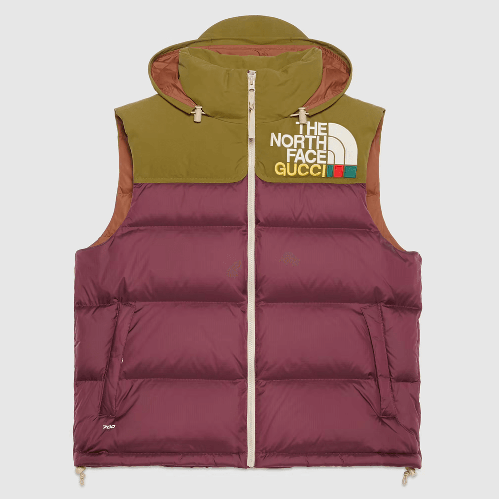 Gucci x The North Face Padded Vest Aubergine streetwear style collab news
