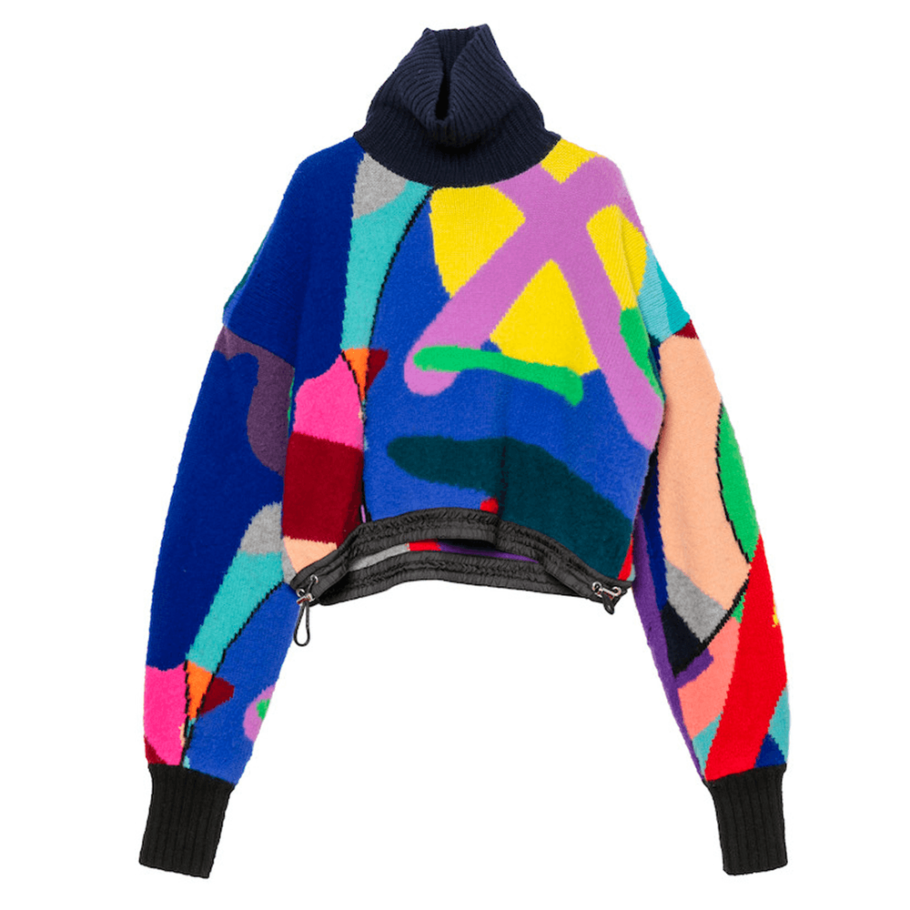 Kaws x Sacai Oversized Cropped Sweater streetwear brand collab