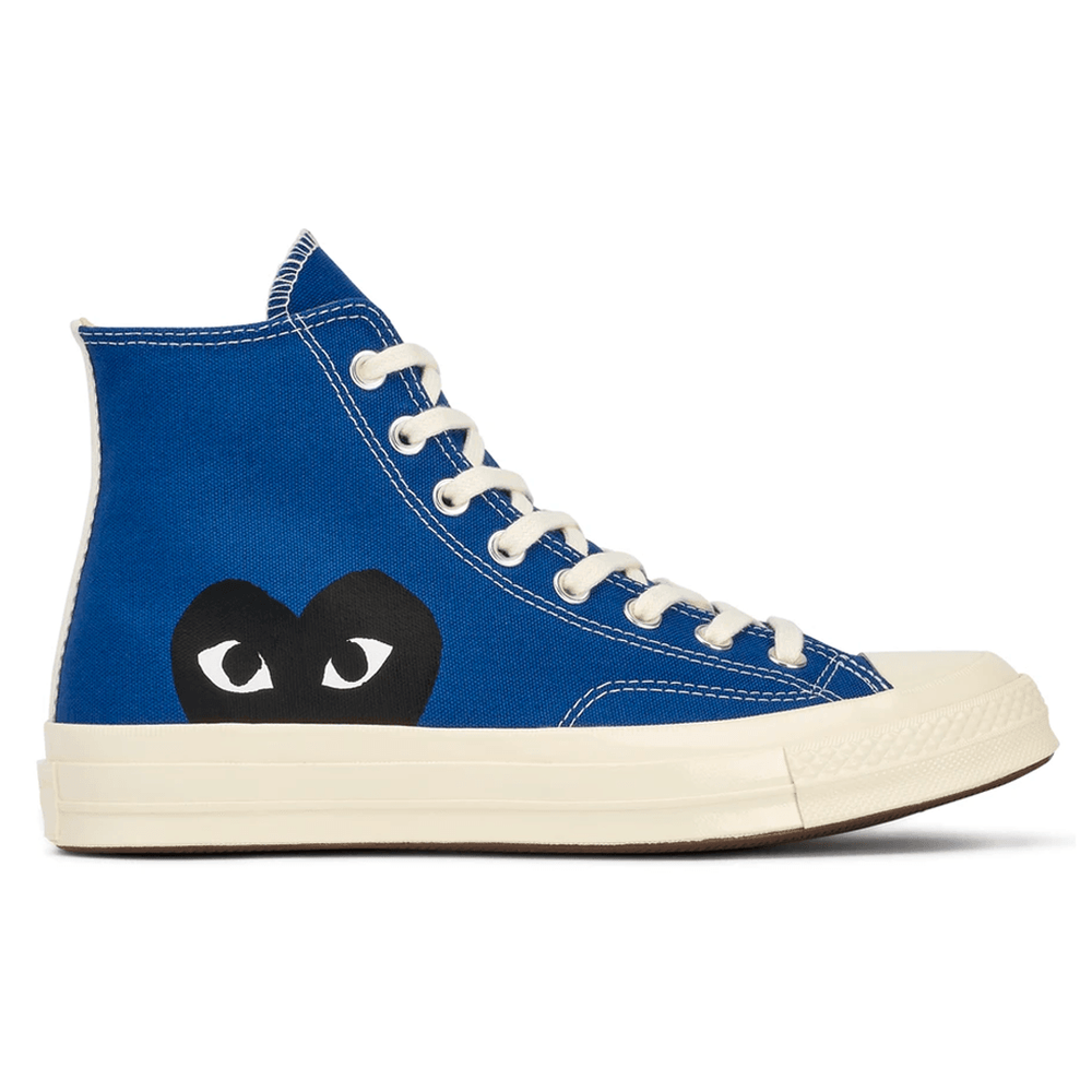 Play Comme des Garçons x Converse Black Heart Chuck Taylor All Star '70 High (Blue) sneaker news release info shoes