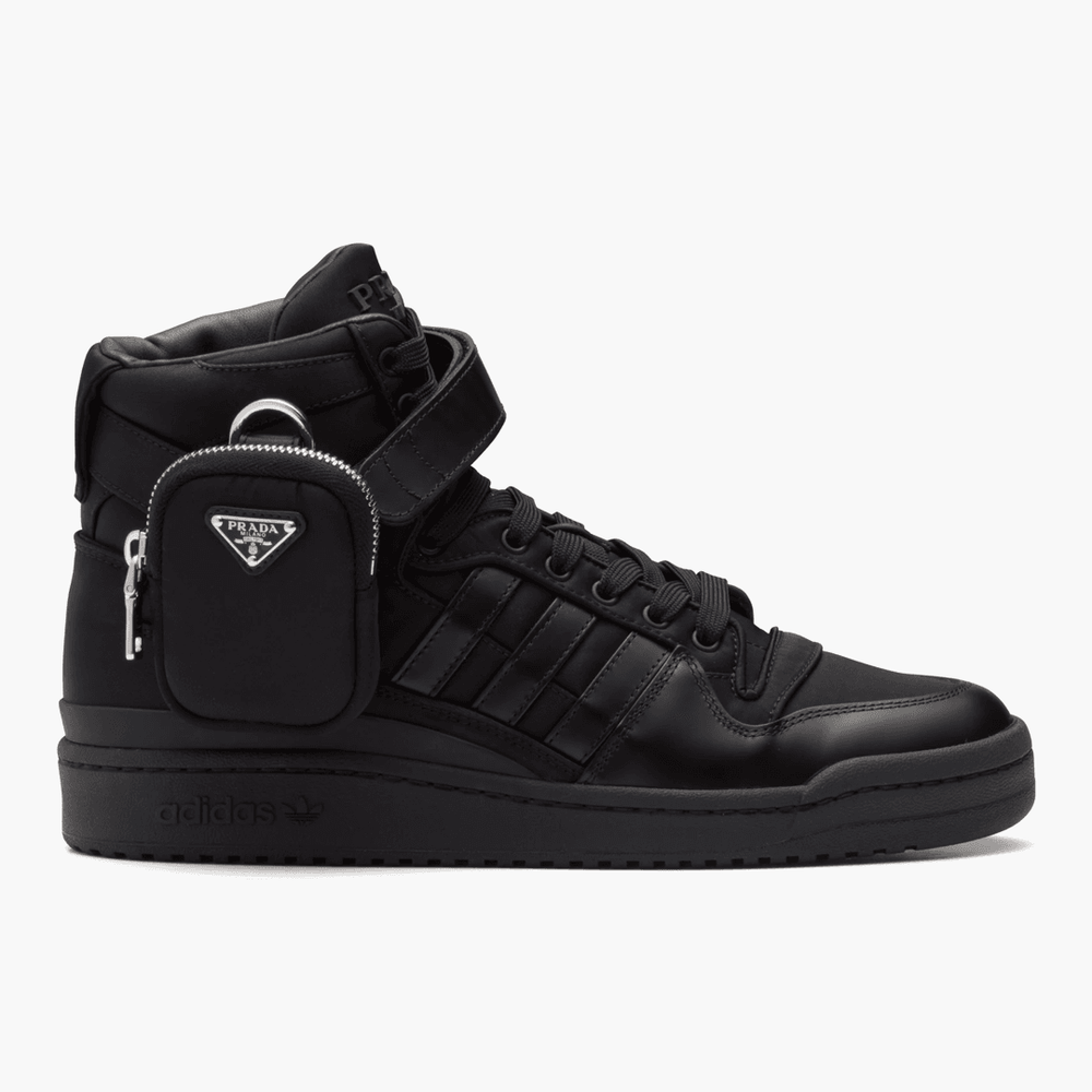 Prada x Adidas Re-Nylon Black High Top Sneaker streetwear style collab news