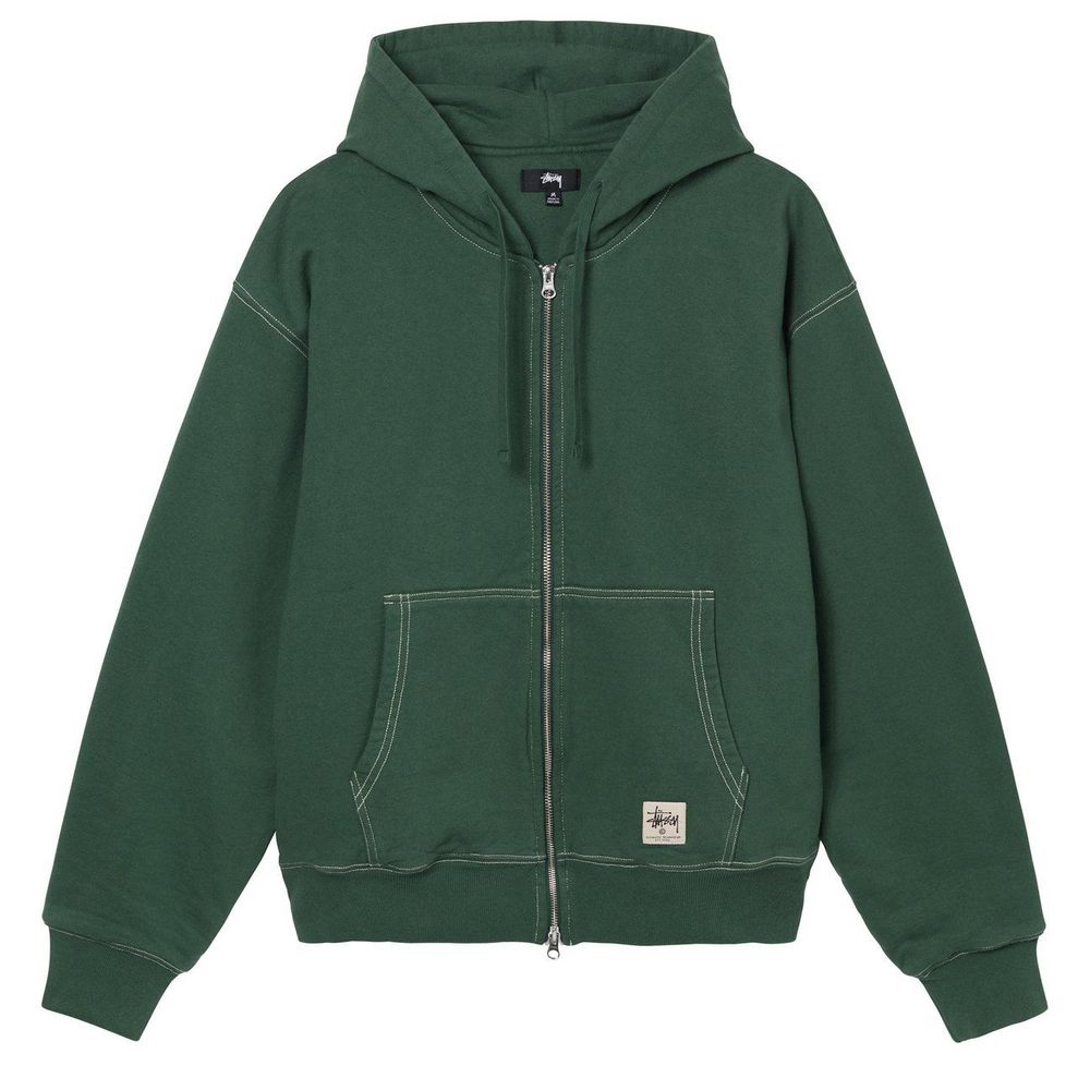 トップス Stussy DOUBLE FACE LABEL ZIP HOODIE SLN Official - Stussy DOUBLE FACE LABEL ZIP HOODIE
