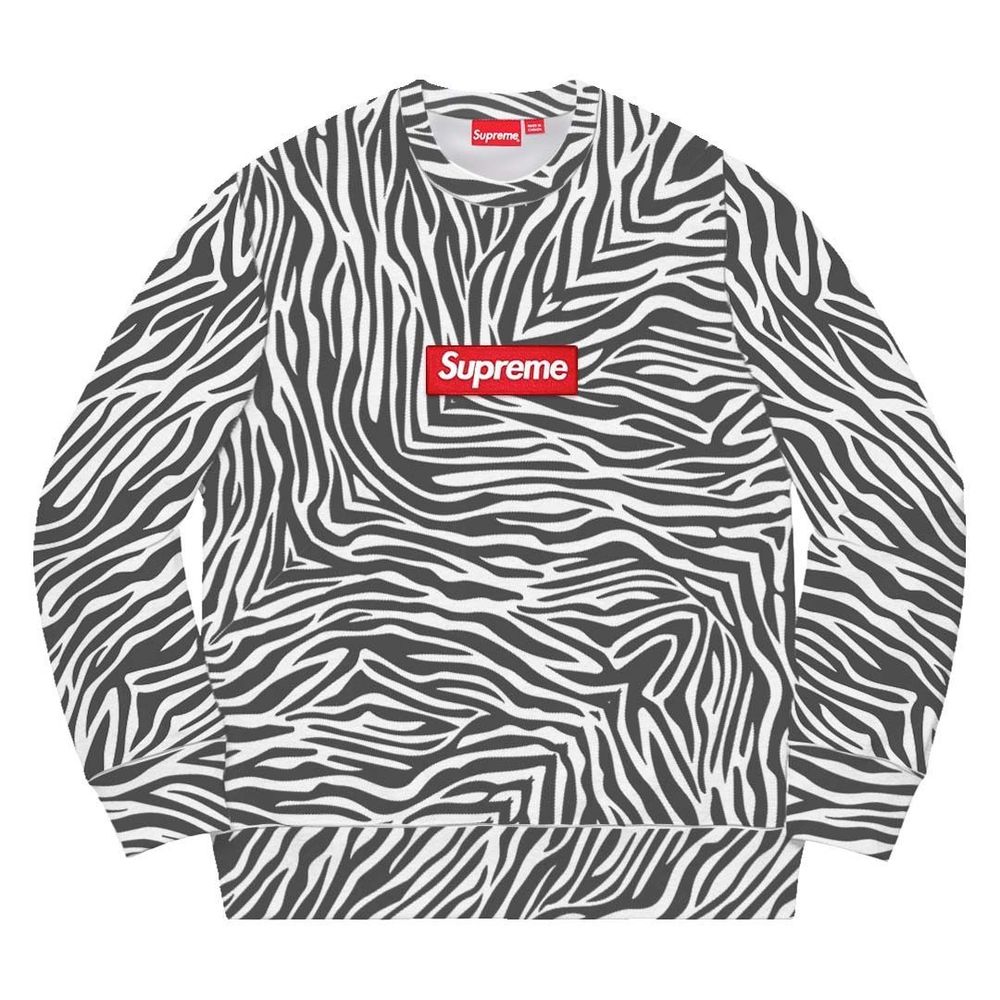 SLN Official - Supreme Box Logo Crewneck FW22 Zebra