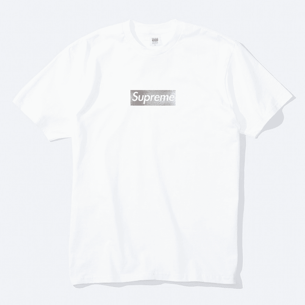 Supreme Chicago Silver Foil Box Logo Store Opening Tee 2022 FW22
