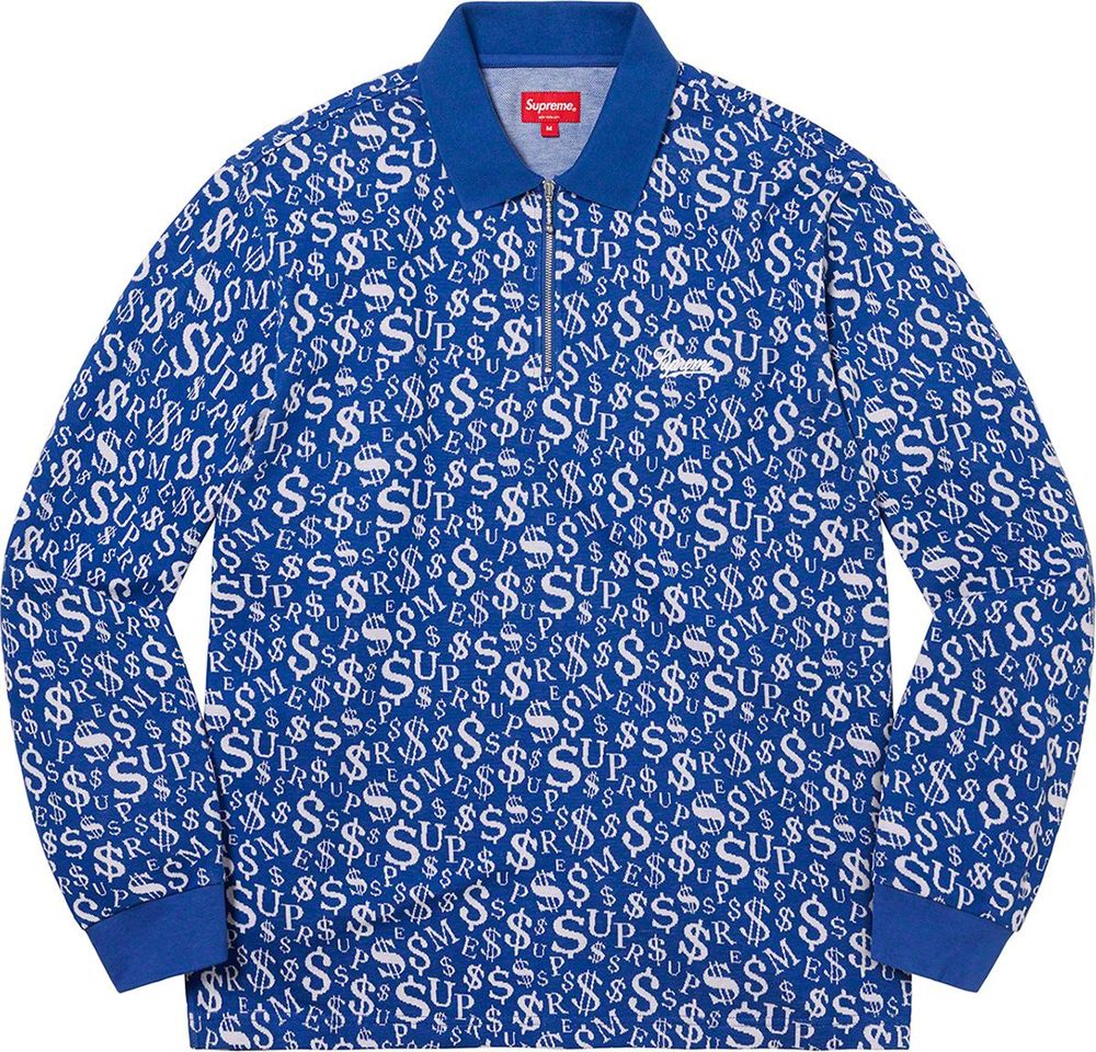 Supreme Currency Jacquard Zip LS Polo streetwear fashion brand outfit style hypebeast