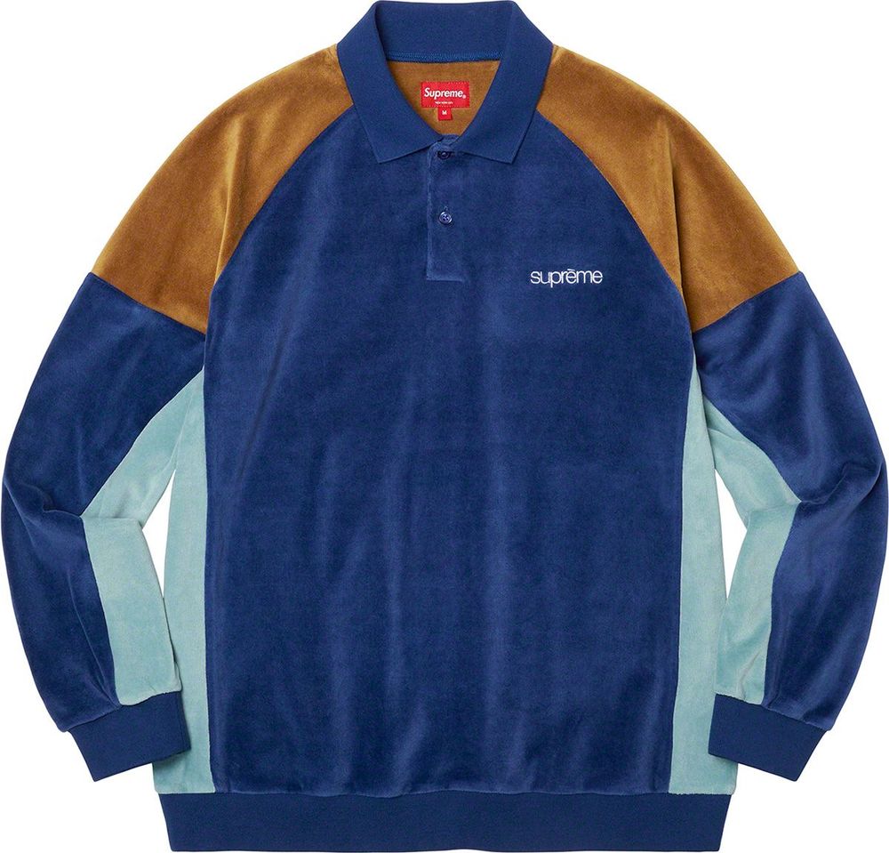 Supreme Paneled Velour LS Polo streetwear fashion brand outfit style hypebeast