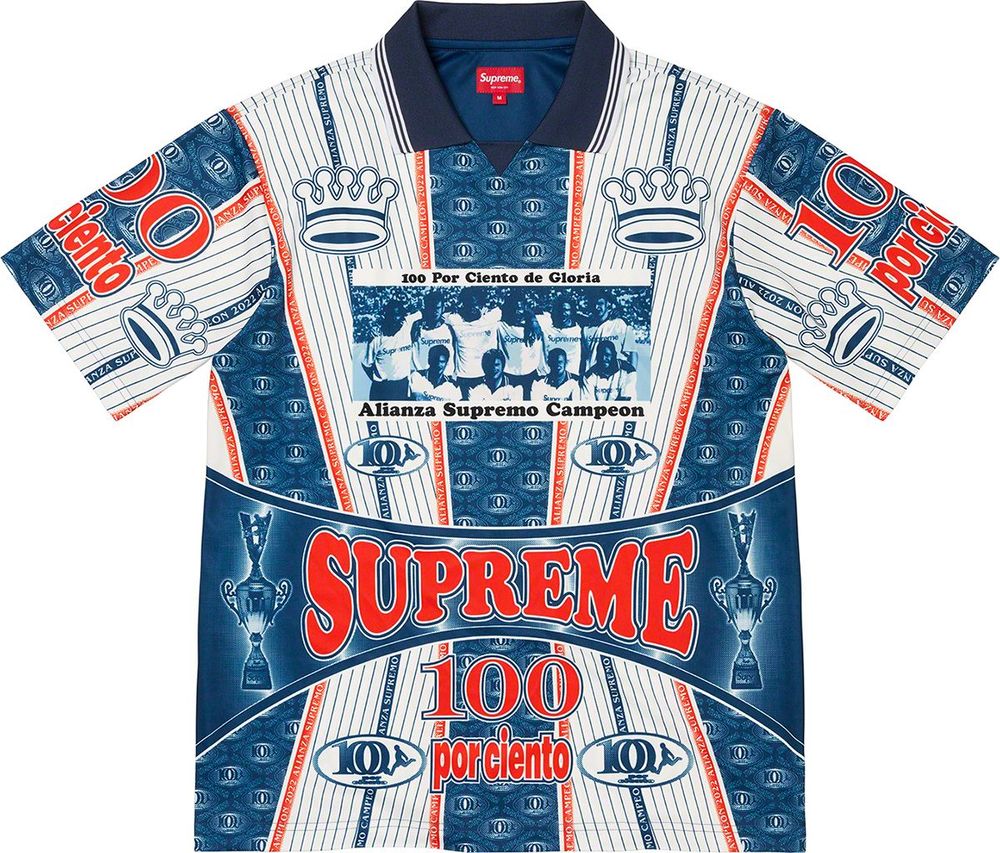 Supreme por Ciento Soccer Jersey streetwear fashion brand outfit style hypebeast