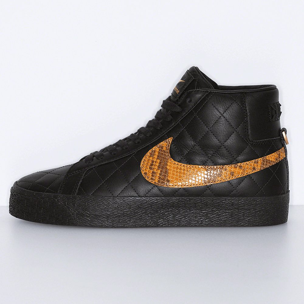 Supreme x Nike SB Blazer Mid Black sneaker news streetwear brand collab where to buy