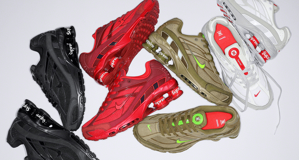 Supreme x Nike Shox Ride 2 SS22 lookbook all pairs black red white green Supreme x Nike Shox Ride 2 SS22 lookbook all pairs black red white green