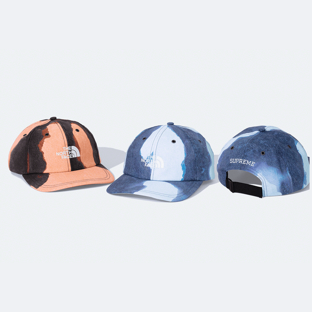 Supreme x The North Face Bleached Denim Print 6-Panel Hat streetwear style collab