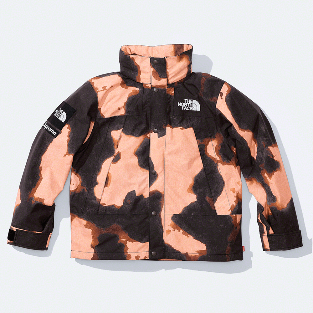 Supreme x The North Face Bleached Denim Print Mountain Jacket streetwear style collab
