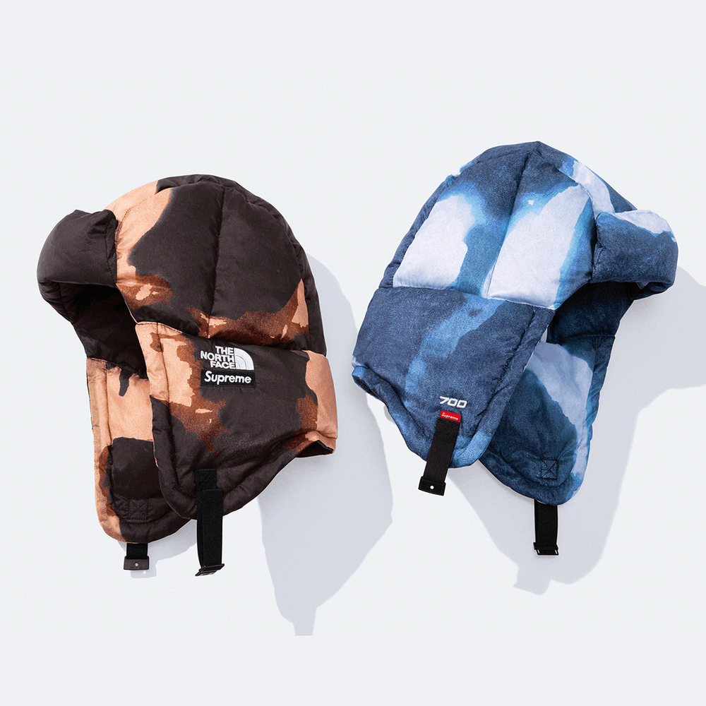 Supreme x The North Face Bleached Denim Print Nuptse Trooper Hat streetwear style collab news