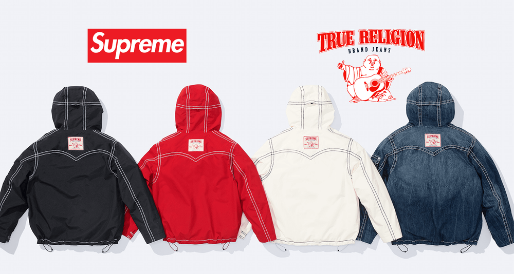 Supreme x True Religion collab collection FW22 Fall Winter 2022 lookbook droplist retails header Supreme x True Religion collab collection FW22 Fall Winter 2022 lookbook droplist retails header