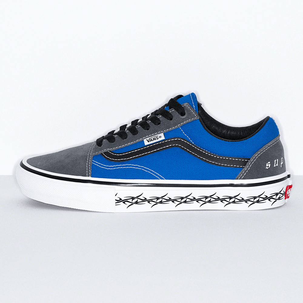 Supreme x Vans Old Skool Blue streetwear sneaker news hypebeast brand collab