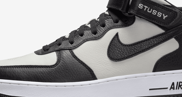 Air Force 1 Mid x Stussy Black and Light Bone release details Nike SNKRS 2022 header