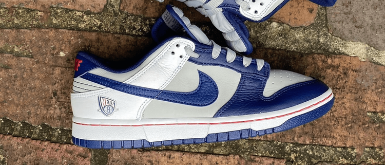 Brooklyn Nets Nike Dunk Low NBA 75 anniversary release date info header