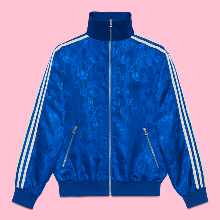 Gucci x Adidas Track Jacket Blue streetwear collab news fashion info