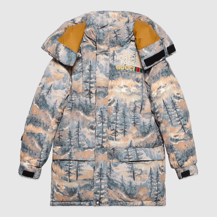 Gucci x The North Face Padded Jacket dark camo streetwear style collab news
