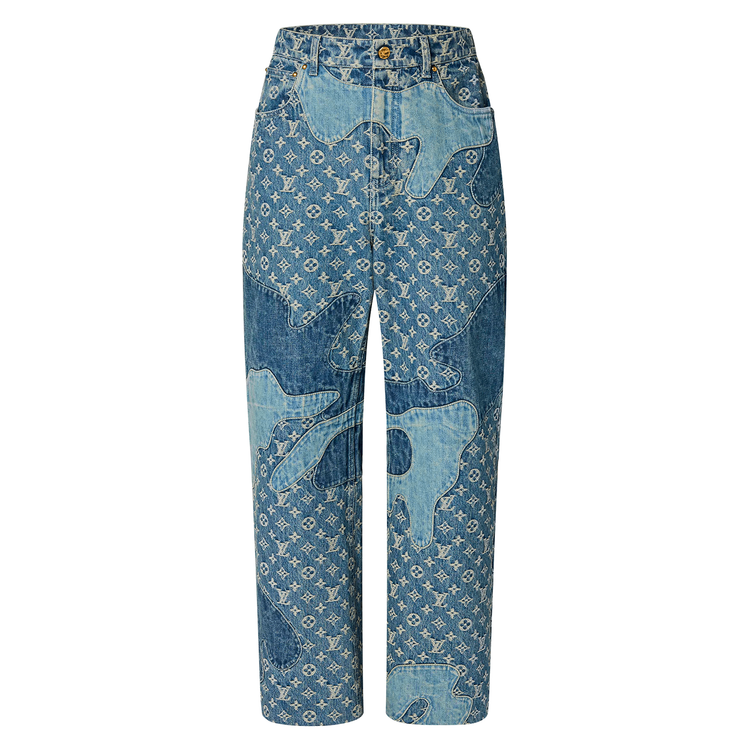 Louis Vuitton x Nigo Monogram Patchwork Denim Pants Streetwear brand collab hypebast