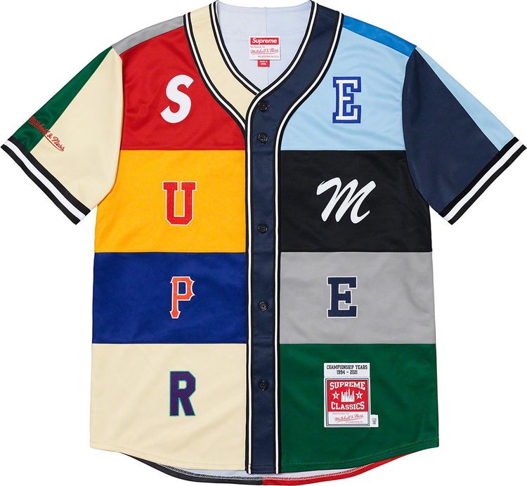 Supreme FW21 Supreme®/Mitchell & Ness® Patchwork Baseball Jersey