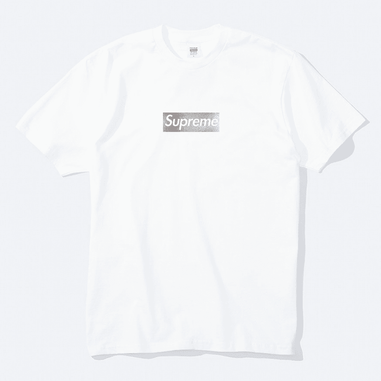 Supreme Chicago Silver Foil Box Logo Store Opening Tee 2022 FW22