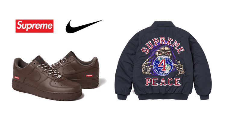 Supreme FW23 Week 11 droplist nike air force 1 baroque brown schott leather jacket header