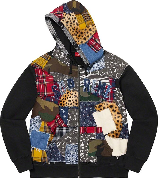 Supreme Patchwork Zip Up Hooded Sweatshirt streetwear style collab news hypebeast brand outfit