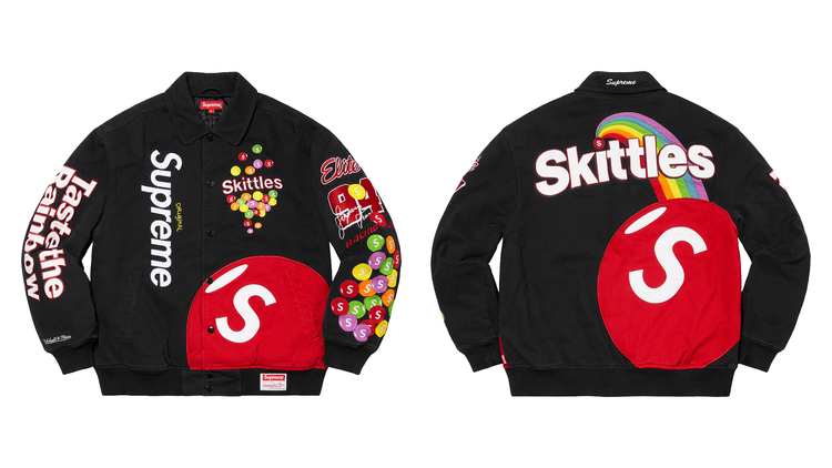 Supreme Skittles Mitchell & Ness Varsity Jacket