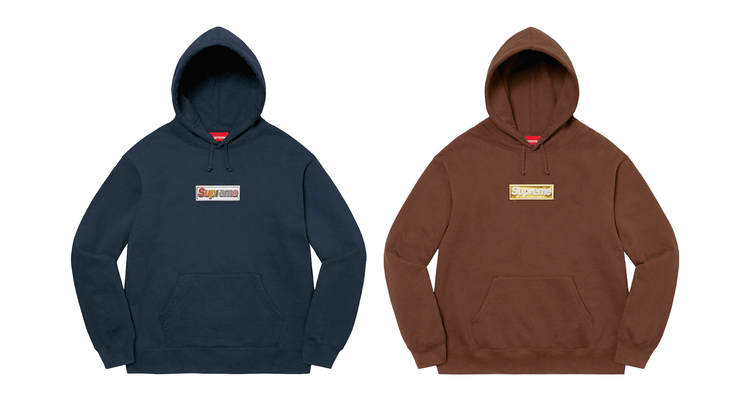 Supreme Spring Summer 2022 ss22 sweatshirts hooded bling box logo collection rainbow gold white diamond