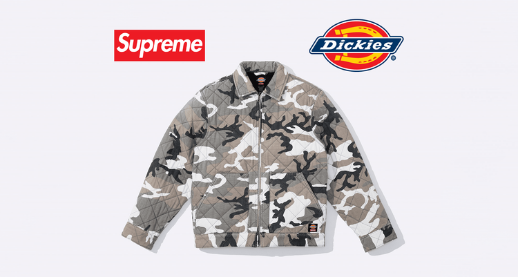 Supreme x Dickies FW21 header camo quilted denim jacket