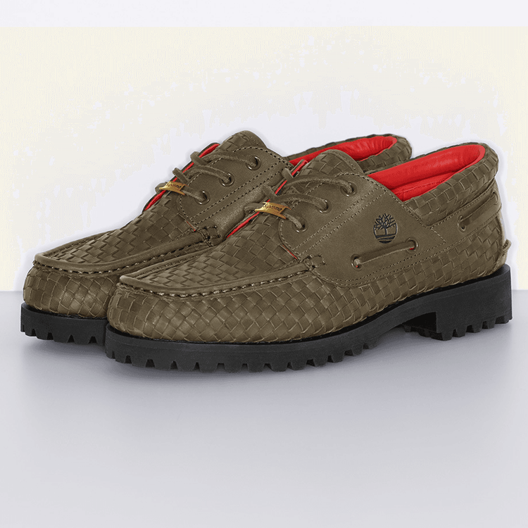 Supreme x Timberland Woven Lug Shoe Olive streetwear style collab news info price