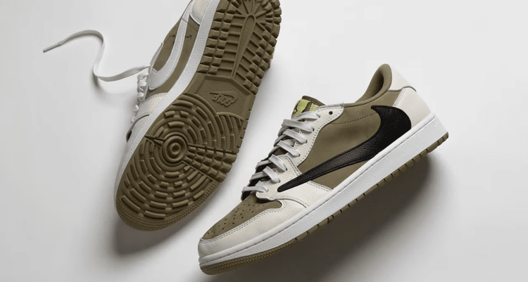 Travis Scott jordan 1 low golf olive release date utopia