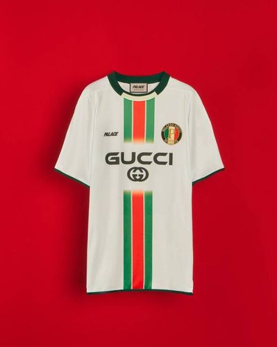 Gucci x Palace Football Top White streetwear style collab news info