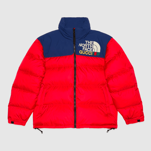 Gucci x The North Face Nuptse Jacket Red streetwear style collab