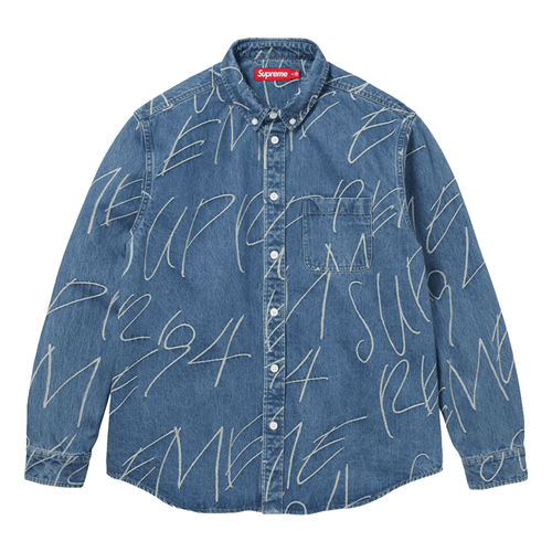 Handwriting Jacquard Denim Shirt