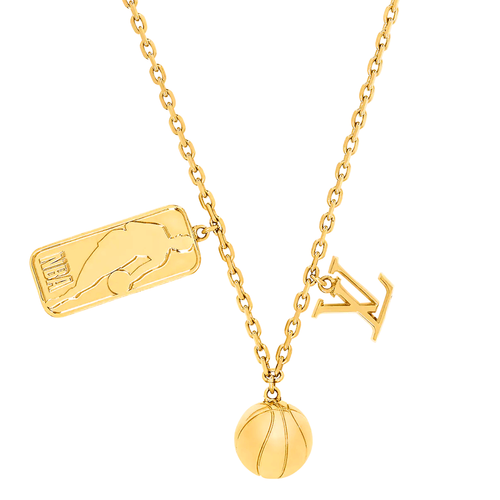 Louis Vuitton x NBA Ball and Tab Pendant necklace jewelry gold LV