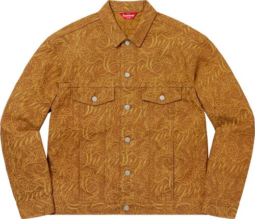 Script Jacquard Denim Trucker Jacket