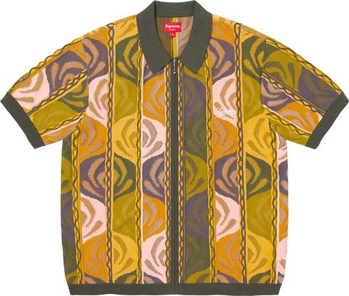 Supreme Abstract Textured Zip Up Polo streetwear fashion