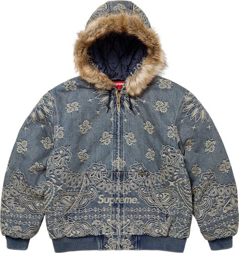Supreme Bandana Jacquard Denim Hooded Work Jacket