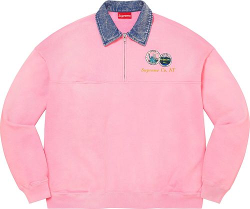 Supreme DENIM COLLAR HALF ZIP SWEATSHIRT streetwear style news