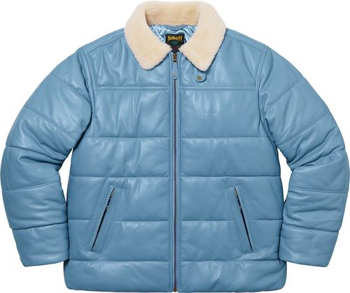 Supreme FW21 Supreme Schott Shearling Collar Leather Puffy Jacket