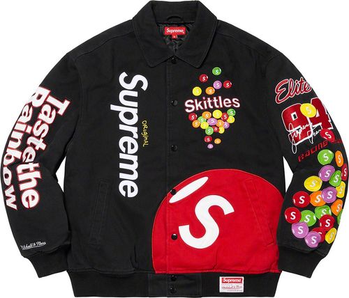 Supreme FW21 Supreme Skittles Mitchell & Ness Varsity Jacket
