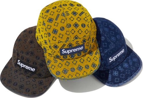 Supreme Flocked Denim Camp Cap