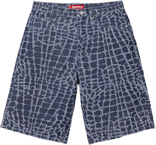 Supreme Frayed Croc Baggy Denim Short