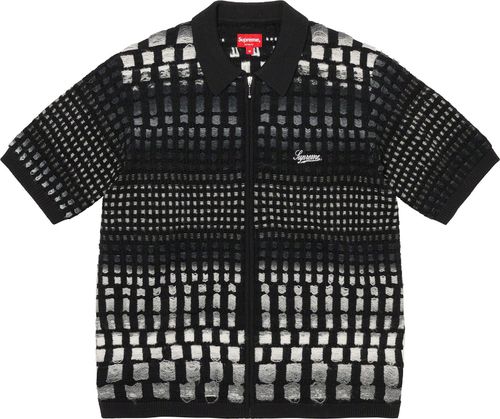 Supreme GRADIENT GRID ZIP UP POLO streetwear fashion