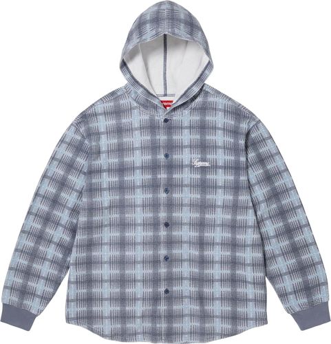 Supreme HOODED PLAID KNIT SHIRT