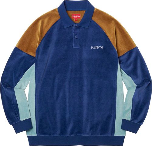 Supreme Paneled Velour LS Polo streetwear fashion brand outfit style hypebeast
